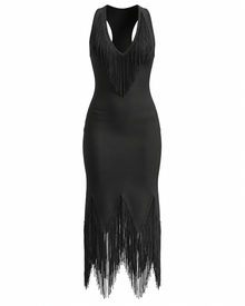 Tassel Detail Midi Dress Black