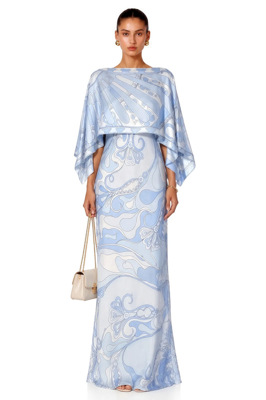 Lucasta Blue V-Neck Color Block Maxi Dress Set, view 2