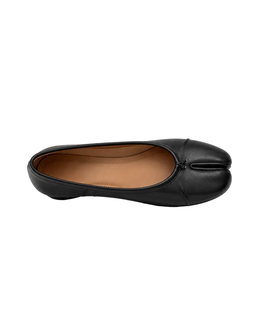 Black Split-Toe Low-Heel Pumps