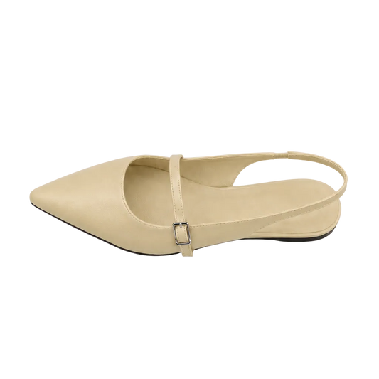 Butter Yellow Pointed-Toe Buckle Slingback Flats