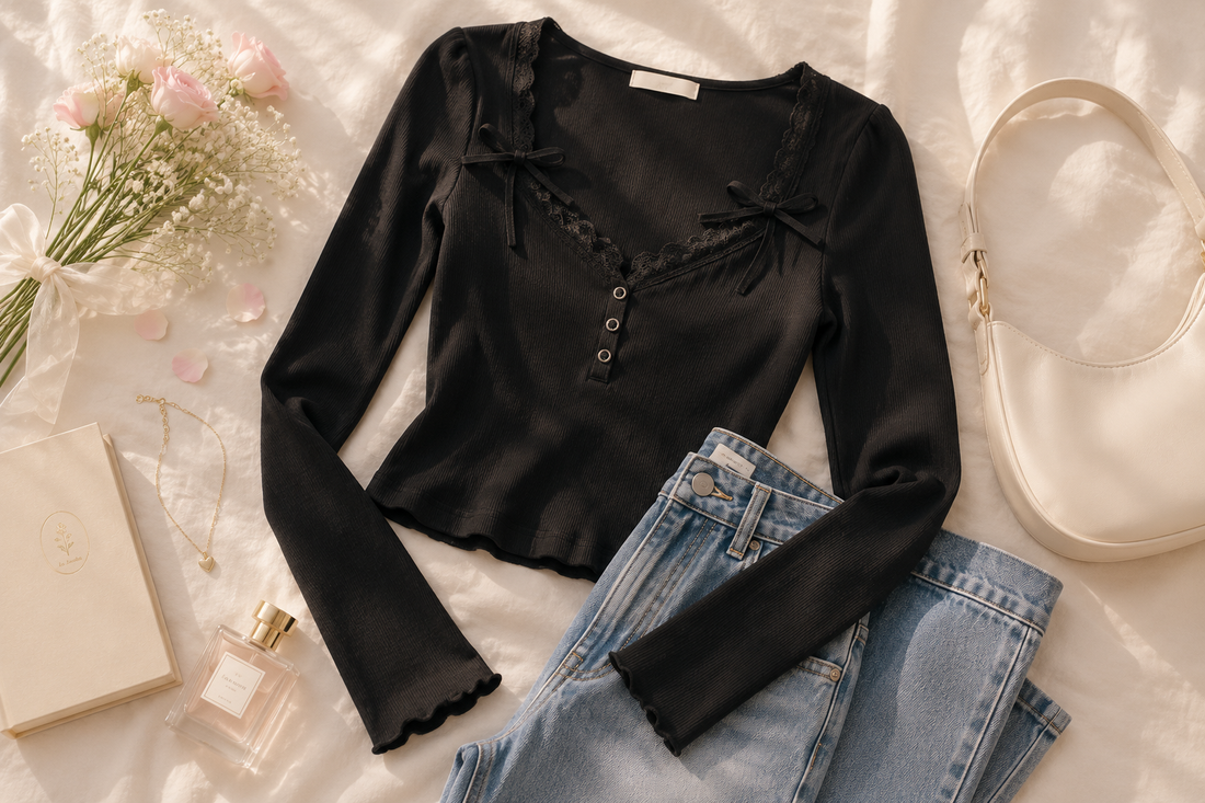 Bow Lace V-Neck Top: The Feminine Essential That Works Harder Than It Looks
