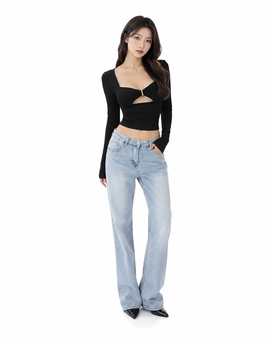 Woman wearing a soft slim fit knit vest top in a clean solid color, styled as a minimalist everyday outfit — a versatile layering essential from Sakurak Beauty.