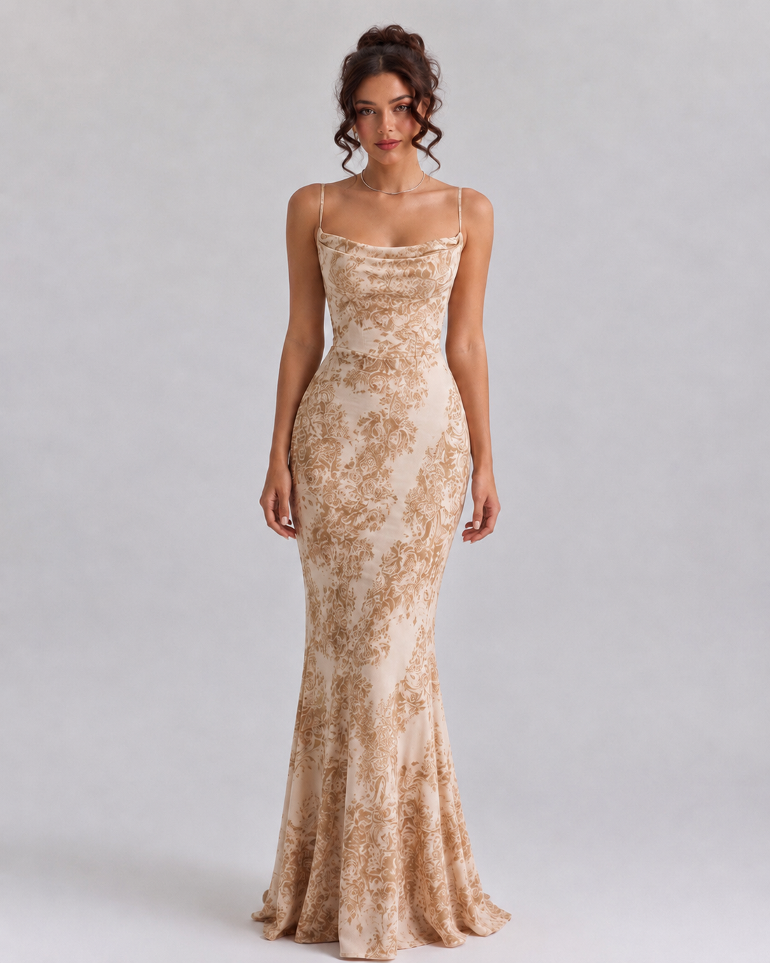 Why a Printed Satin Fishtail Maxi Dress Belongs in Every Occasion Wardrobe product image