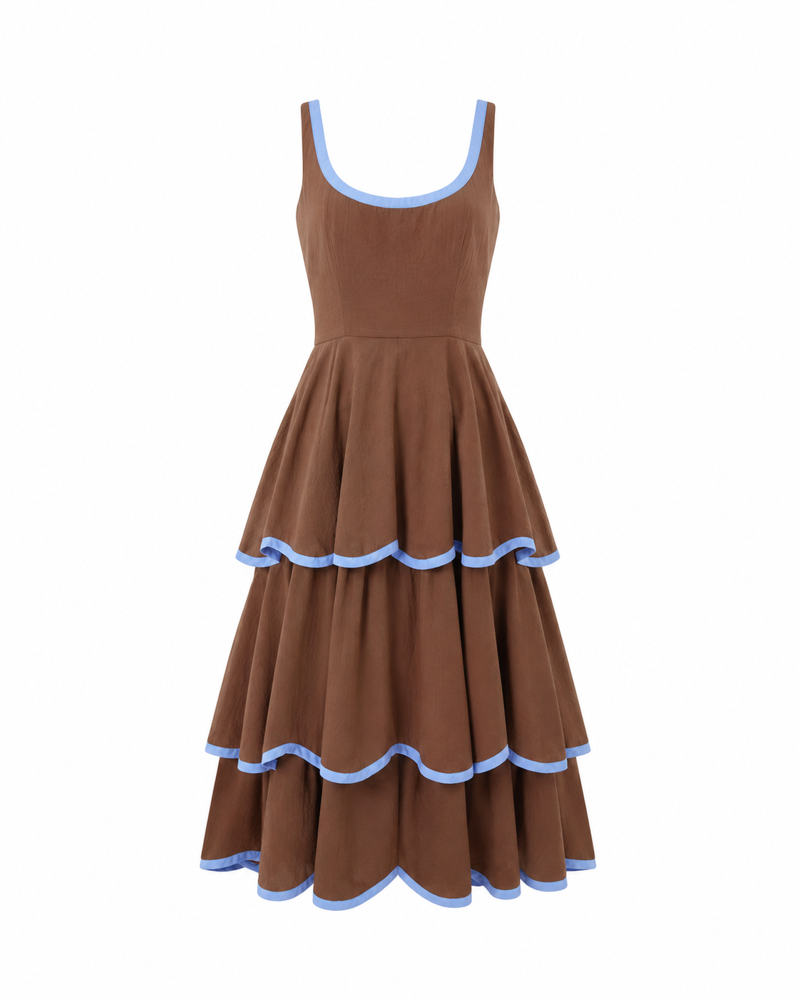 Millie Dress in Saddle Brown and Sky Blue: The Dress That Feels Special Every Time product image