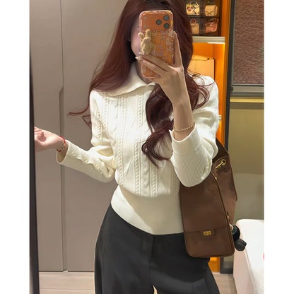 Women's mock neck slim pullover knit sweater in a cozy everyday fit, shown in a close-up detail view highlighting the ribbed 