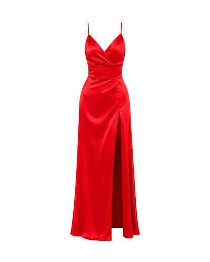 Scarlet Satin Maxi Dress