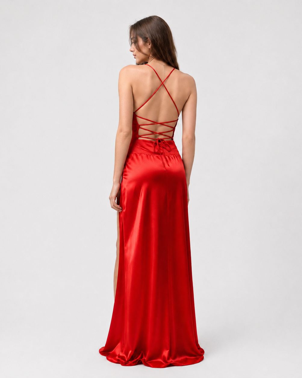 Scarlet Satin Maxi Dress