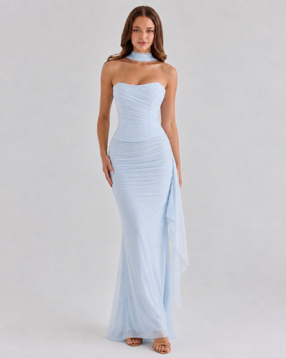 Strapless Ruched Maxi Skirt Set