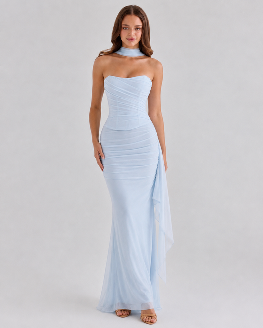 Strapless Ruched Maxi Skirt Set