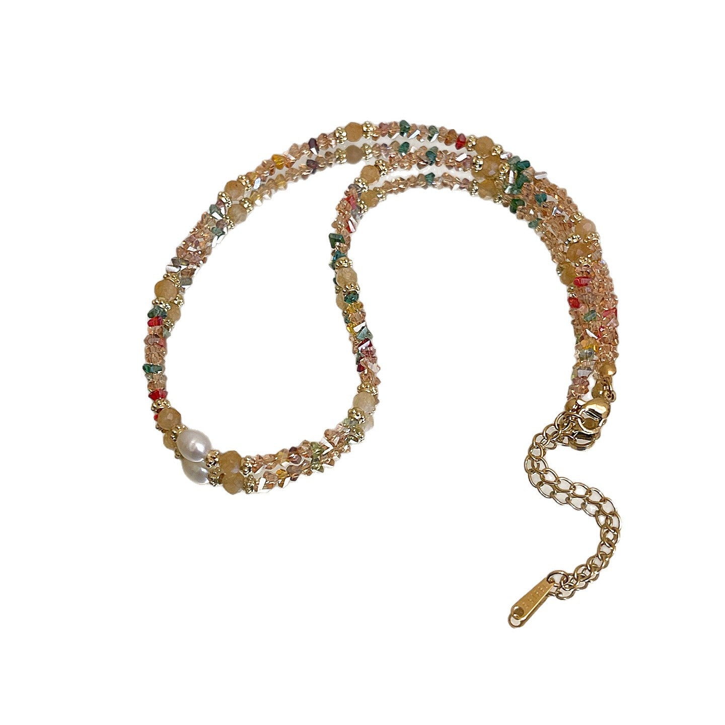 Colorful dopamine clavicle necklace with bright layered chains, a bold fashion jewelry accent for everyday wear