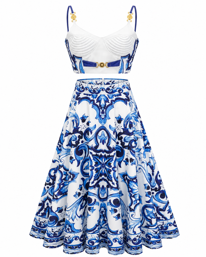 Allegra Graphic-Print Top & Skirt Set
