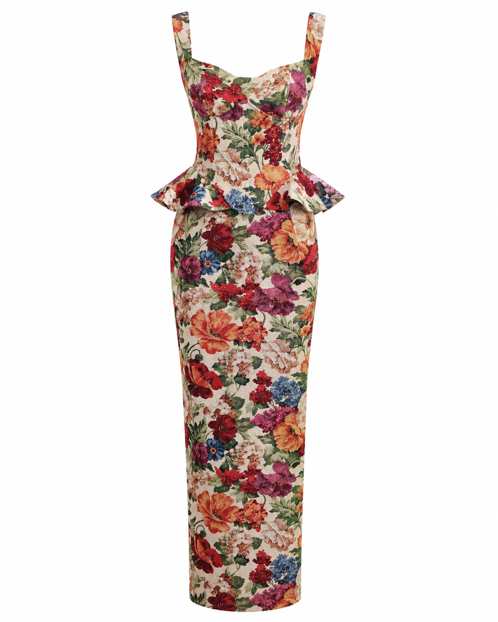 Floral Peplum Maxi Dress