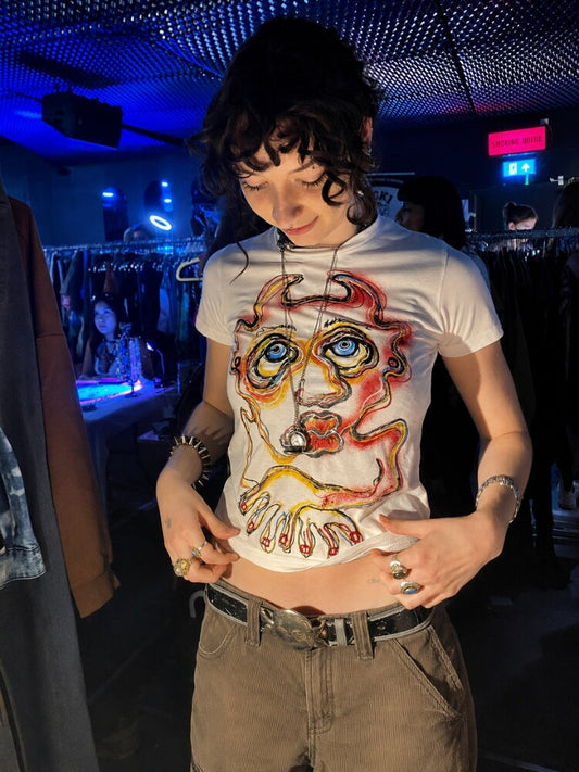 Weirdcore Crop Tee White