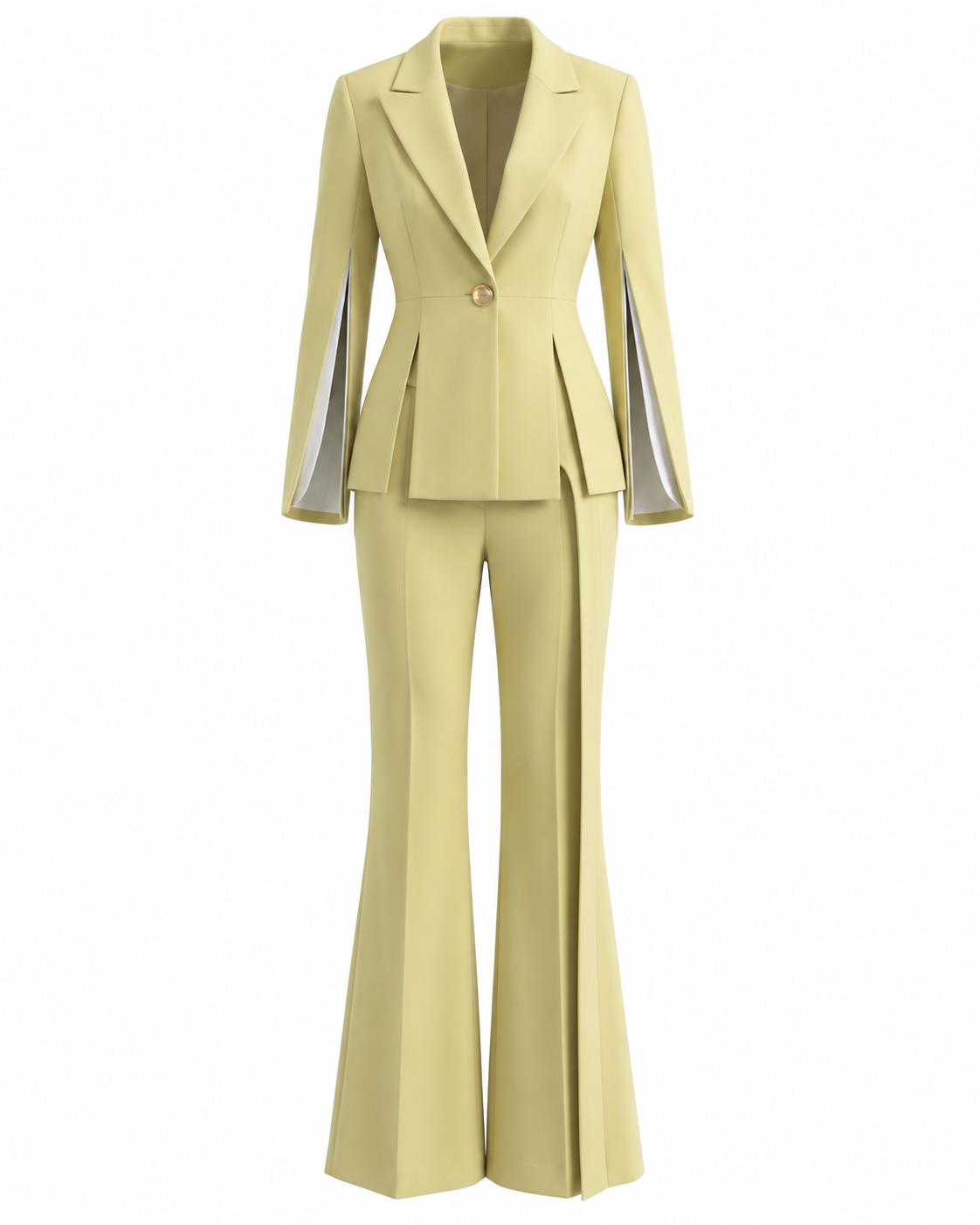 Cut Sleeve Suit Khaki