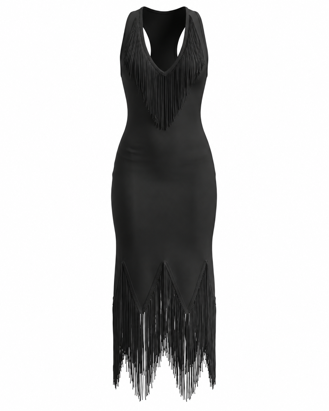 Tassel Detail Midi Dress Black