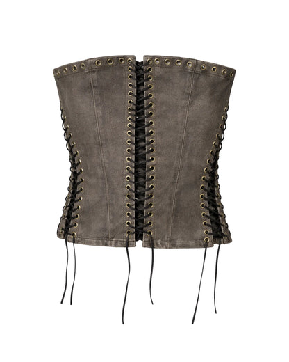 Gunmetal Lace-Up Corset Top