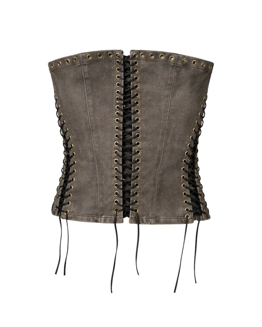 Gunmetal Lace-Up Corset Top