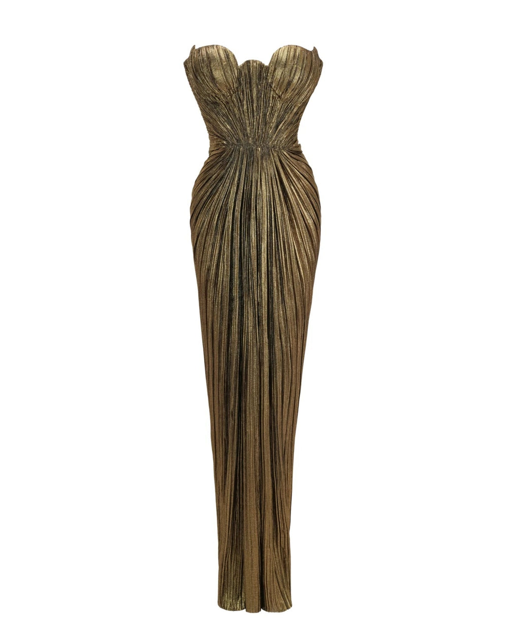 Gold Metallic Ruched Maxi Dress