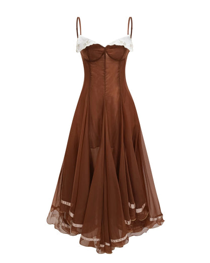 Soleil Lace Maxi Dress Brown