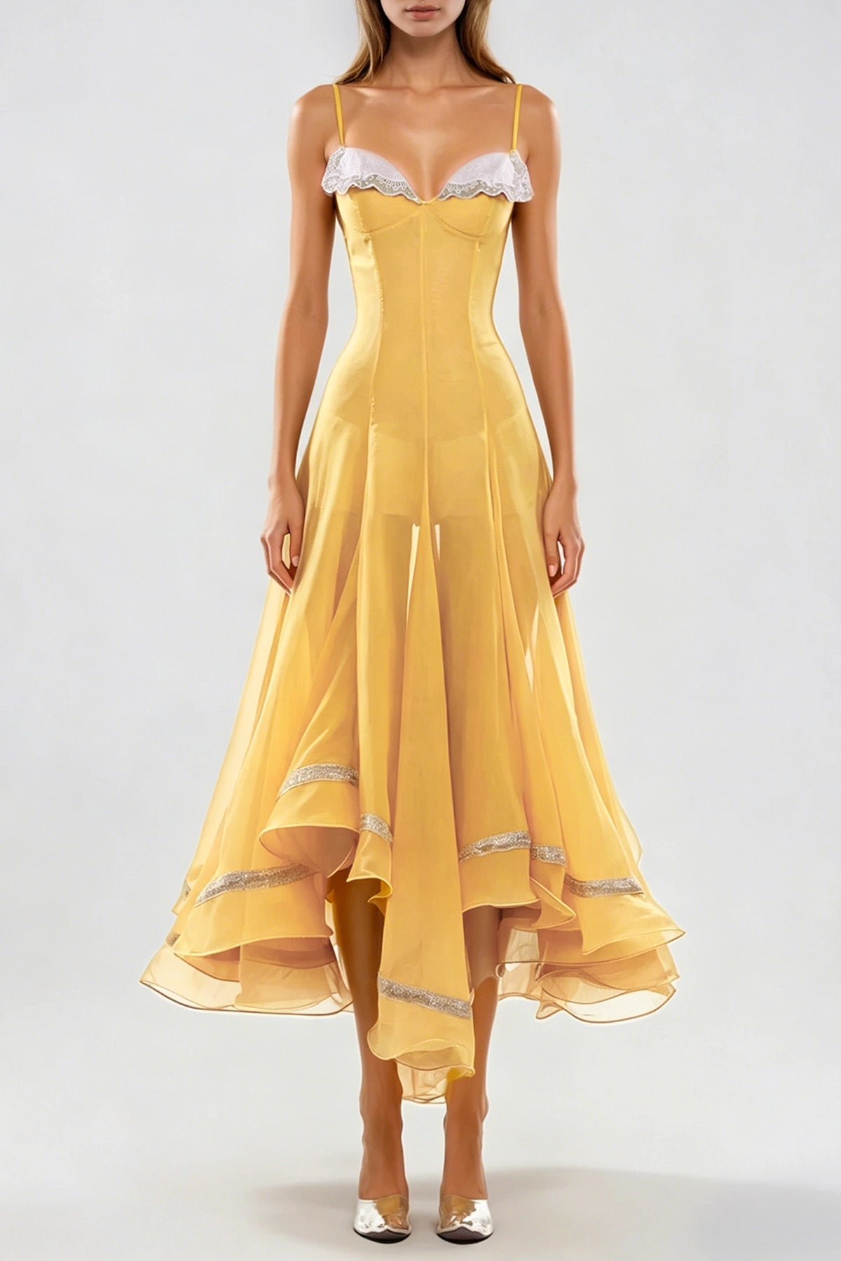 Soleil Lace Maxi Dress Yellow, view 2