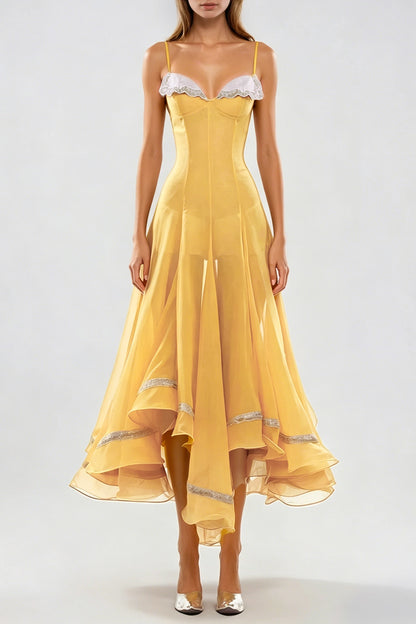 Soleil Lace Maxi Dress Yellow, view 2