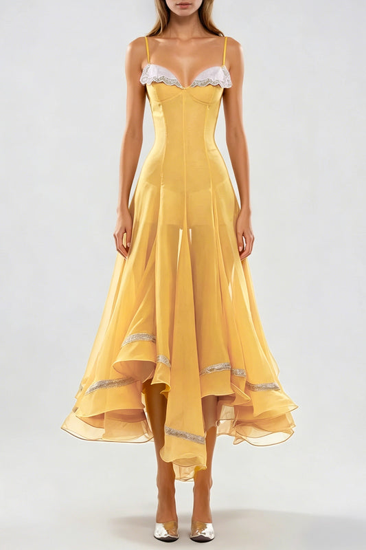 Soleil Lace Maxi Dress Yellow, view 2
