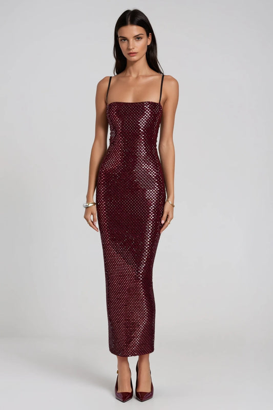 Fionn Crystal-Embellished Spaghetti Strap Maxi Dress
