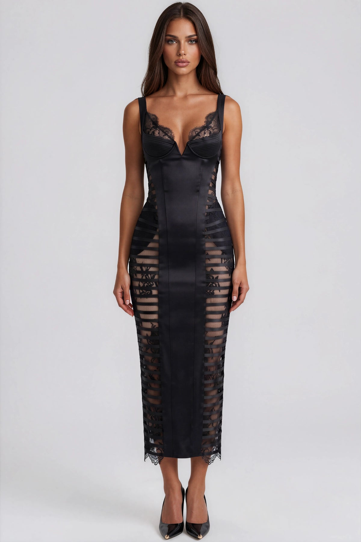 Spaghetti Lace Buckle Maxi Dress