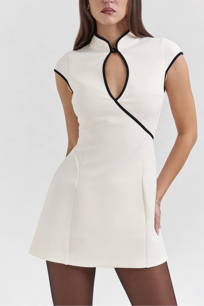 Teardrop Keyhole Contrast Mini Dress