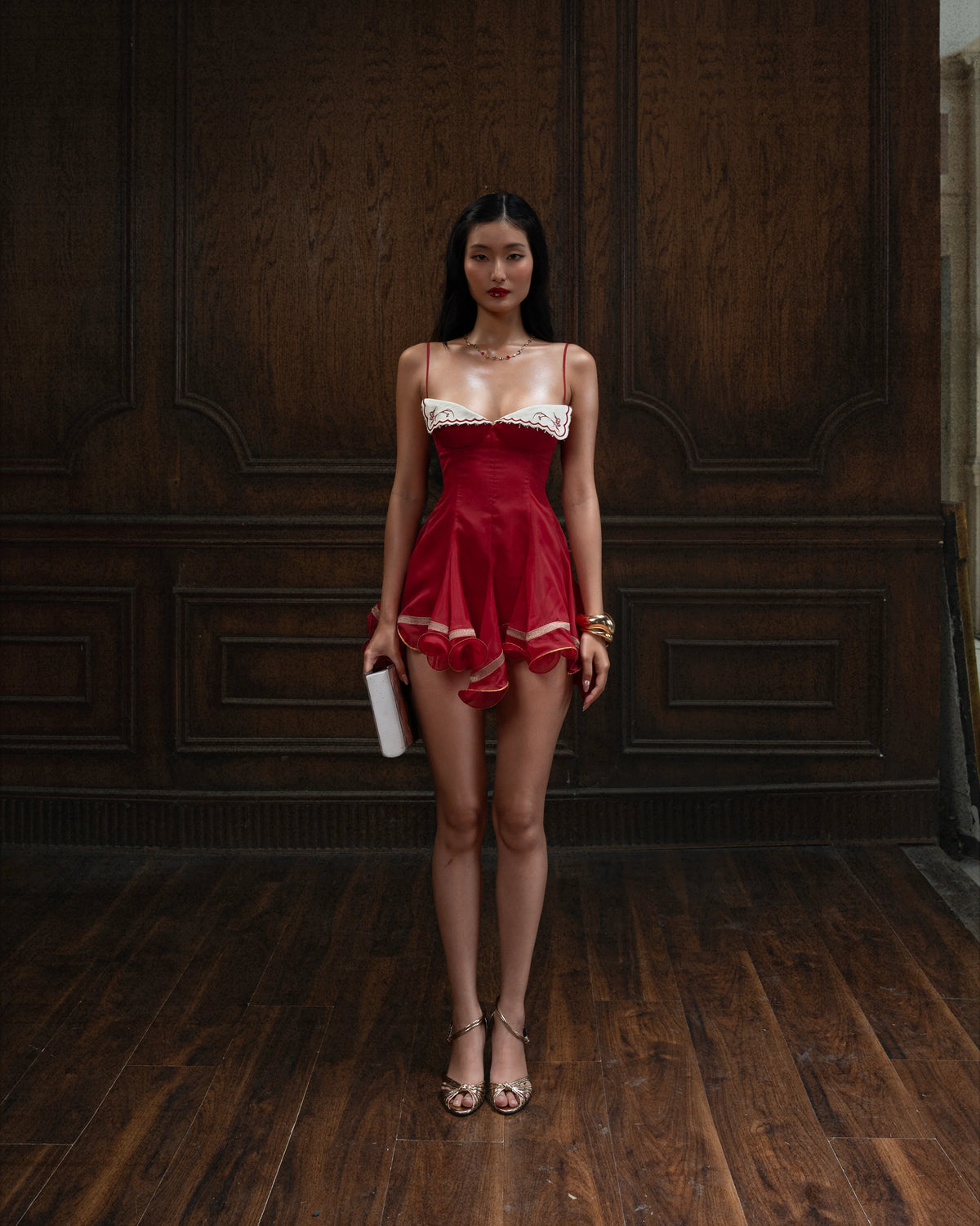 Soleil Lace Mini Dress Red