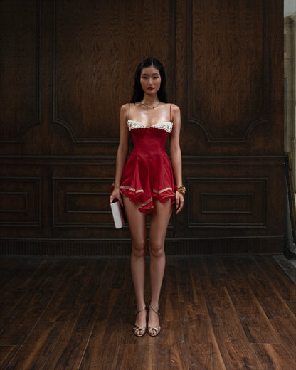 Soleil Lace Mini Dress Red