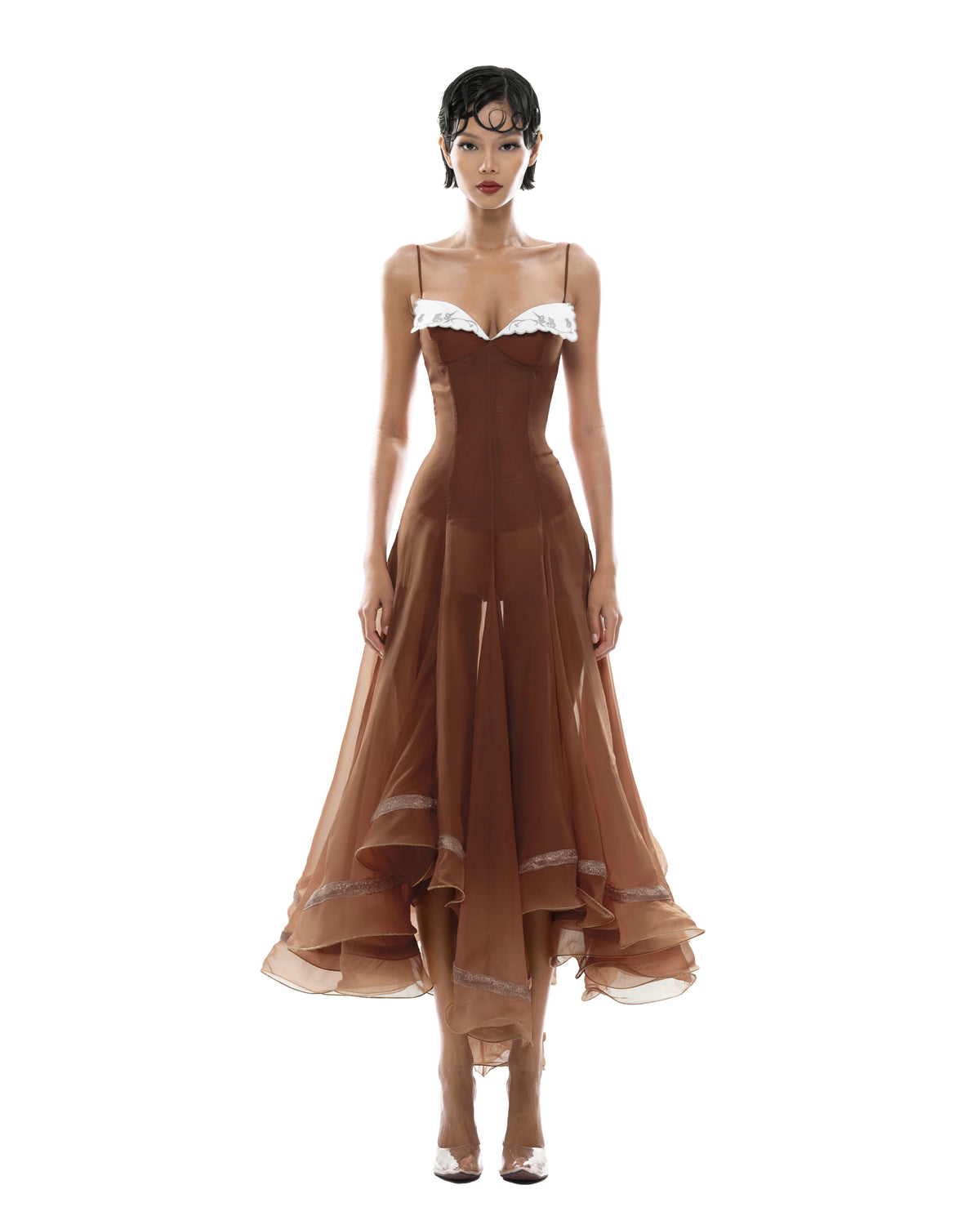 Soleil Lace Maxi Dress Brown, view 1