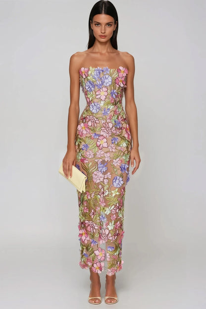 Denica Floral-Embroidered Flowing Maxi Dress