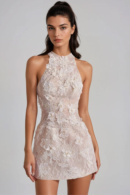 Filippa Apricot Floral Lace Mini Dress