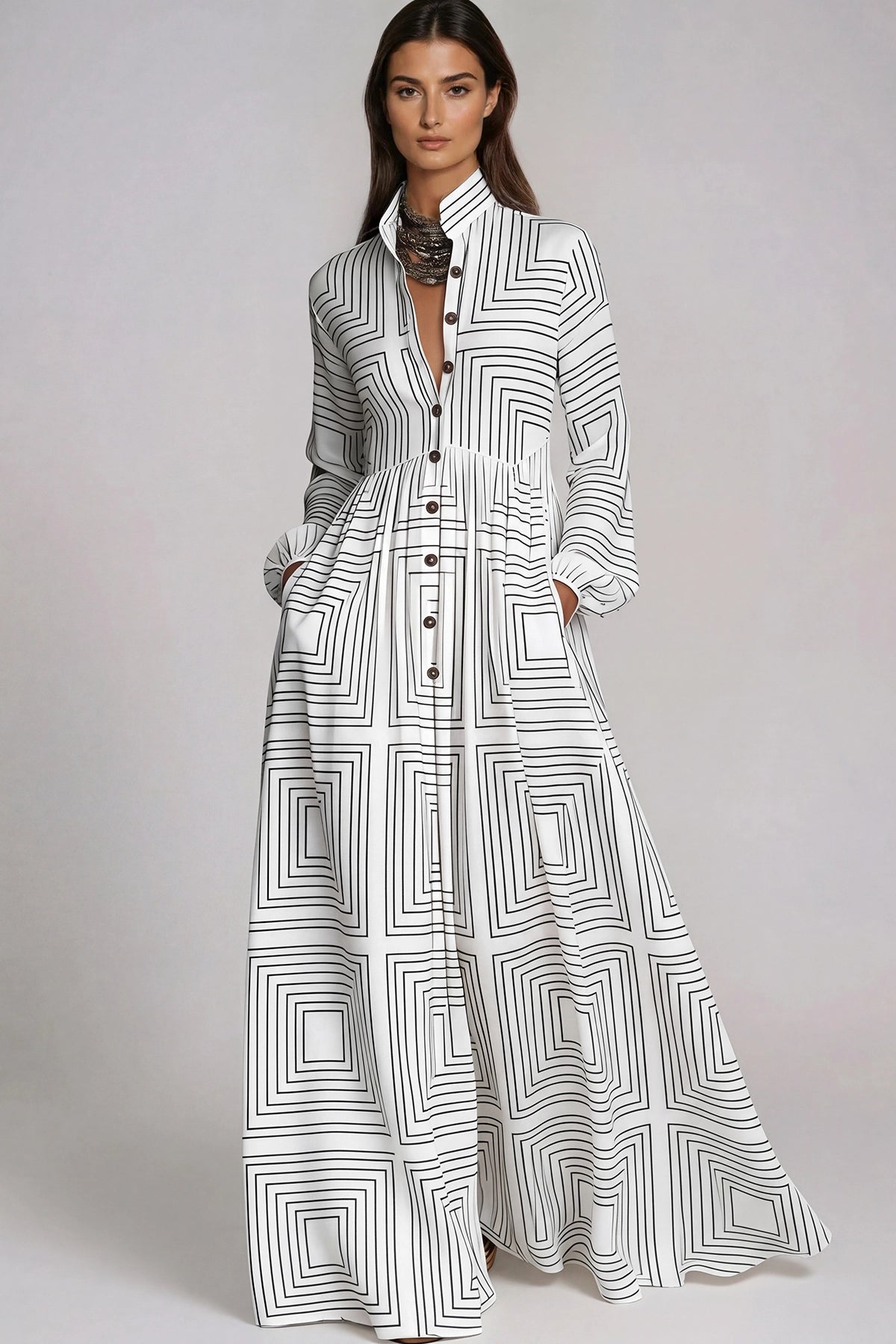Fizza Ivory Garden Ruched Maxi Dress