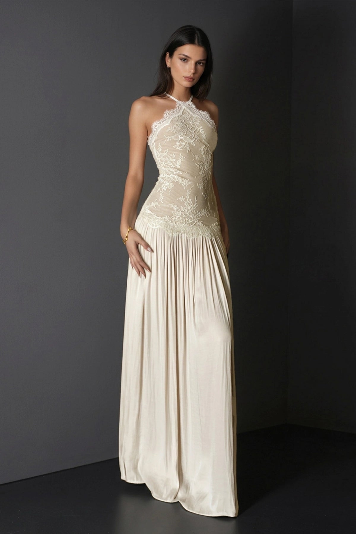 Cadwalader Floral Lace Ruched Maxi Dress