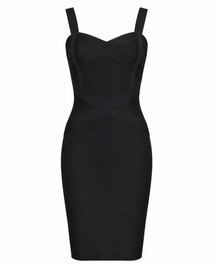 Structured Halter Mini Dress Black