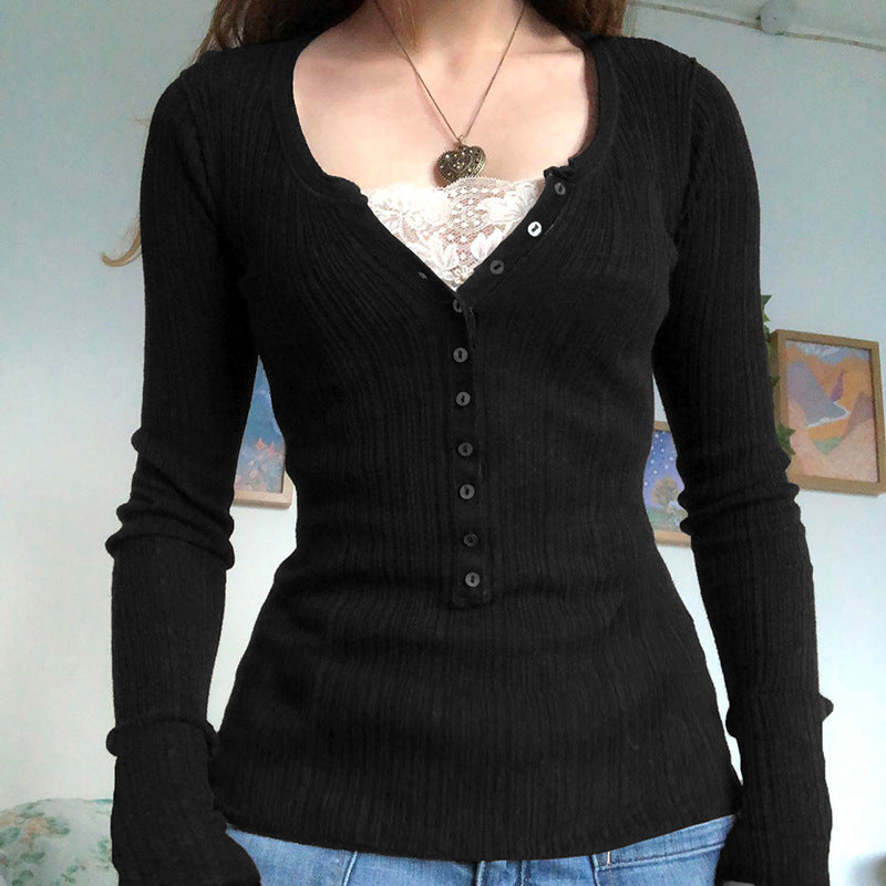 Women's color block knit pullover top with contrasting panels, a relaxed fit, and long sleeves