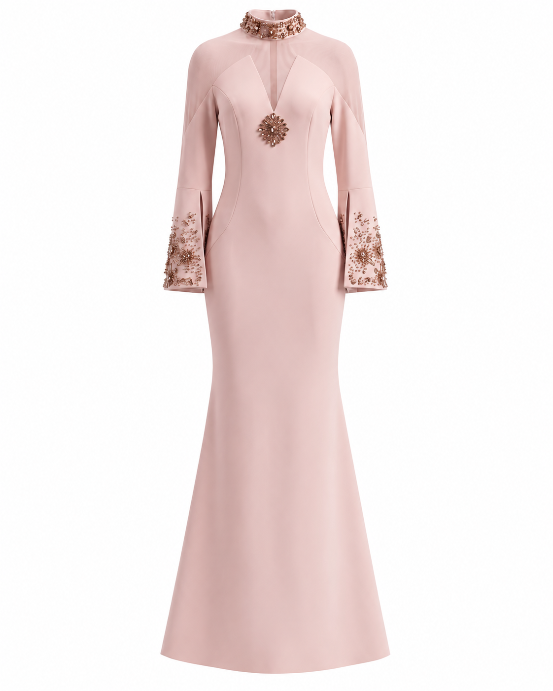 Crystal Long Sleeve Maxi Dress Pink