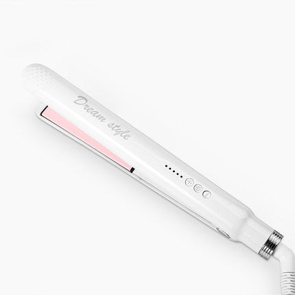 Ceramic tourmaline hair curling wand with ergonomic handle and barrel detail