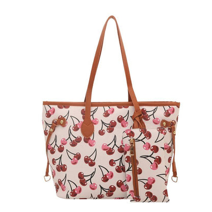 Spacious women's tote bag with underarm strap shown from the side, highlighting its large capacity and structured silhouette