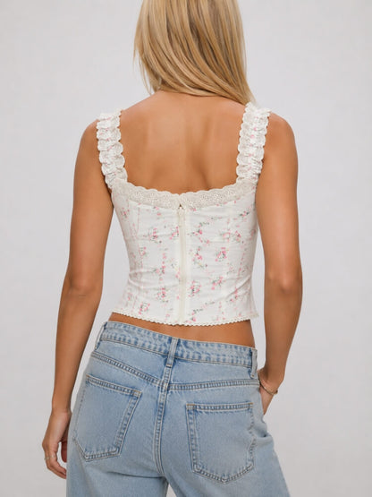 Ribbon Rosette Lace Cami Top