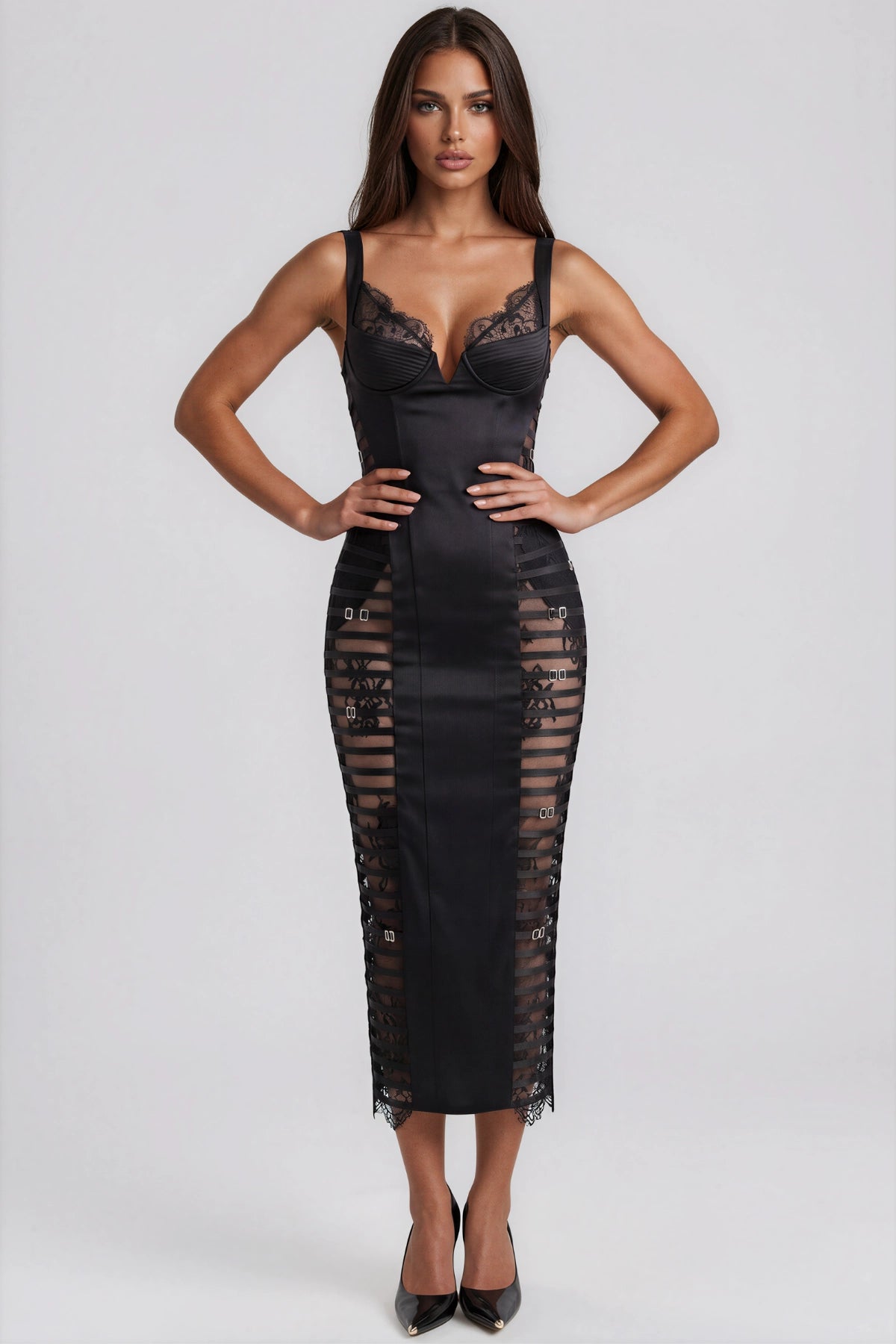Spaghetti Lace Buckle Maxi Dress