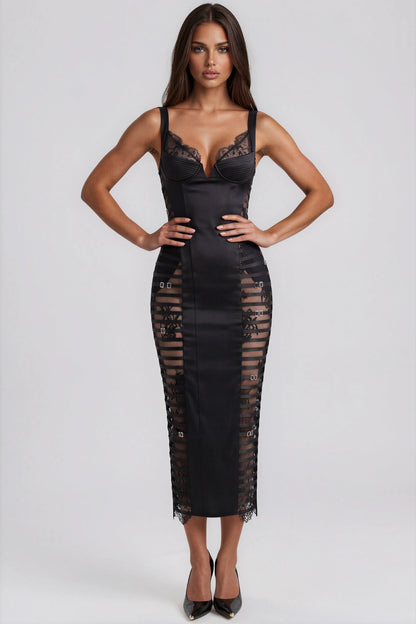 Spaghetti Lace Buckle Maxi Dress