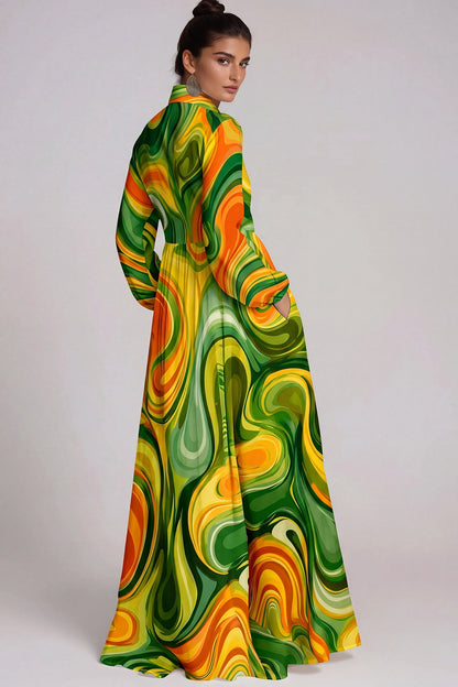 Fizza Emerald Green Floral Ruched Maxi Dress