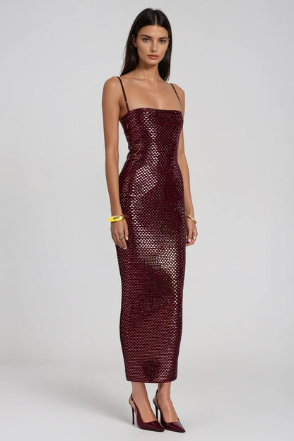 Fionn Crystal-Embellished Spaghetti Strap Maxi Dress