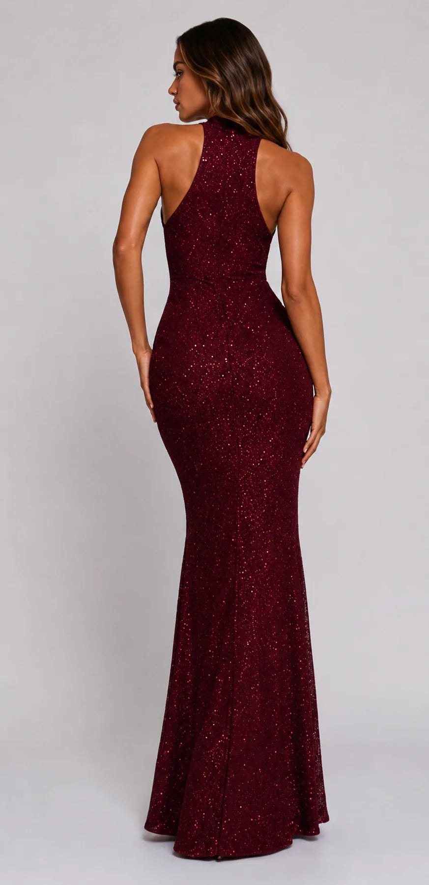 Glitter Halterneck Maxi Dress