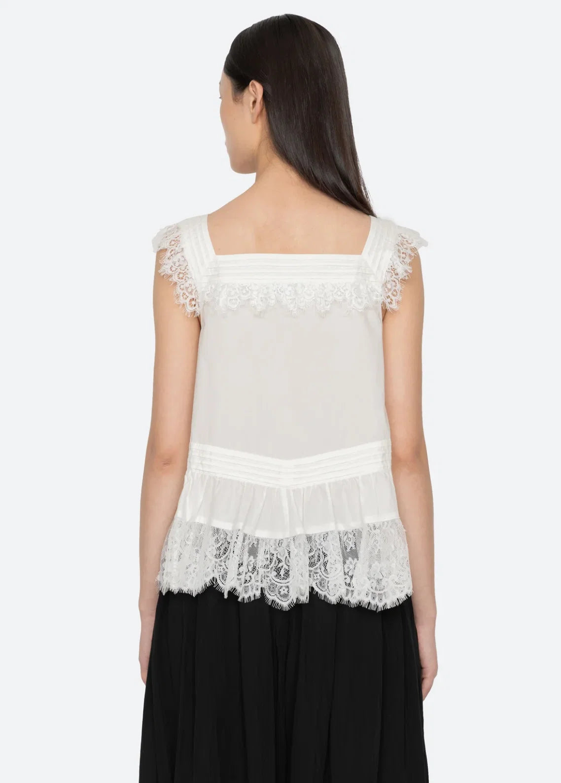 V-Neck Lace Ruffle Top