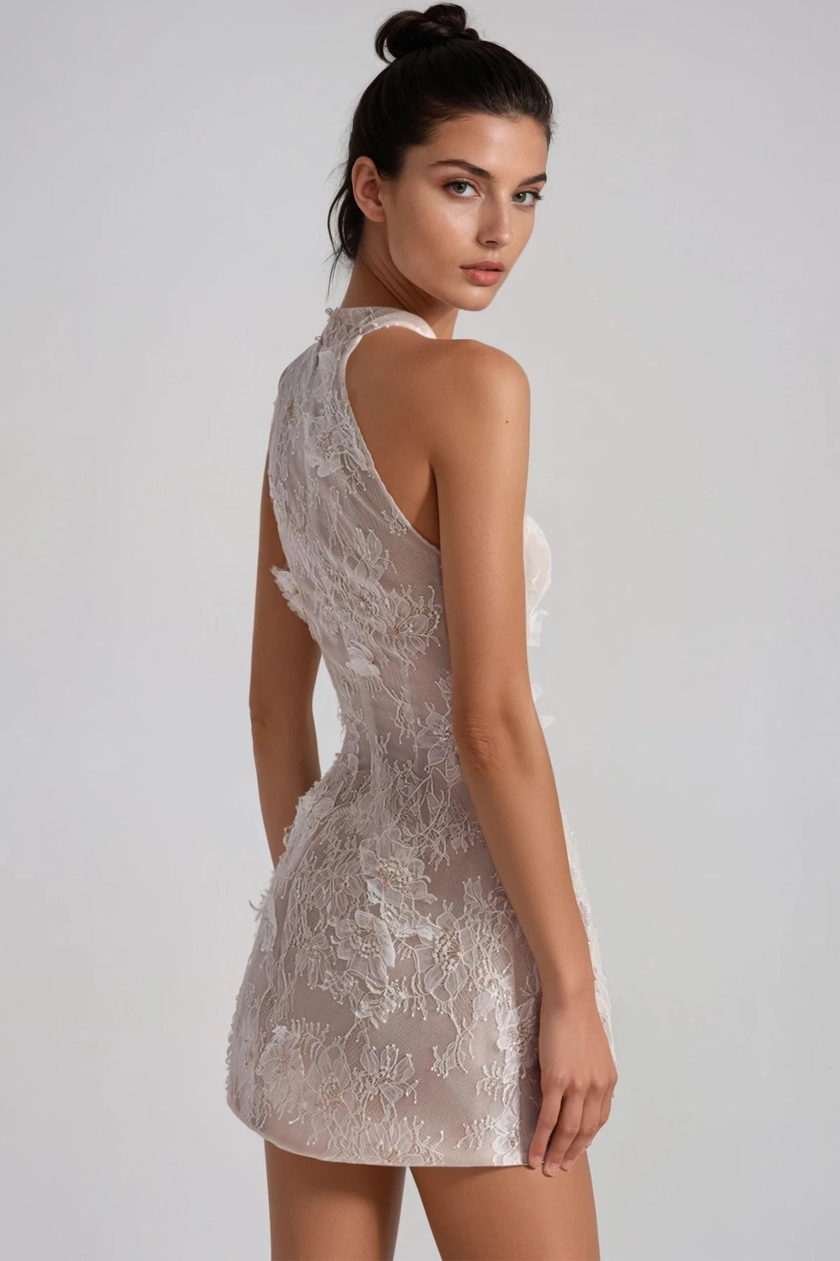 Filippa Apricot Floral Lace Mini Dress