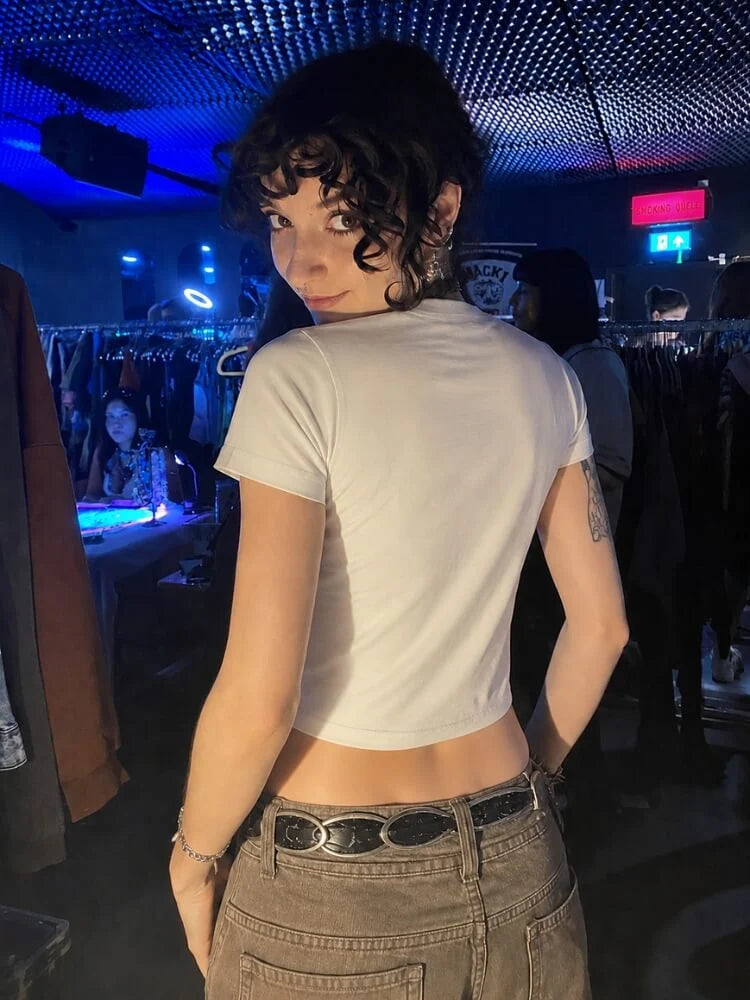 Weirdcore Crop Tee White